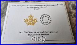 $15 Silver Maple Leaf 5-Coin Fractional Set Pulsating The Maple Tree CA 2021