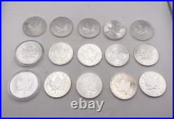 15x 1oz Canadian Maple Leaf 9999 Fine Silver Coins Mixed Dates