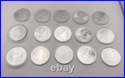 15x 1oz Canadian Maple Leaf 9999 Fine Silver Coins Mixed Dates