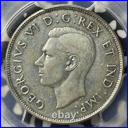 1947 Canada 50 Cents PCGS AU53 Lot#G8685 Key Date Curved'7' Maple Leaf Variety