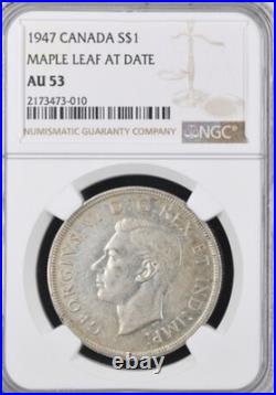 1947, Silver Dollar Maple Leaf, NGC AU53
