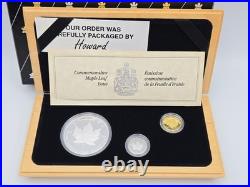 1979-1989 Canada 3-Coin Commemorative Maple Leaf Issue OGP Silver, Plat, Gold