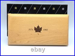 1979-1989 Canada 3-Coin Commemorative Maple Leaf Issue OGP Silver, Plat, Gold