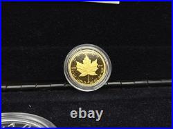 1979-1989 Canada 3-Coin Commemorative Maple Leaf Issue OGP Silver, Plat, Gold