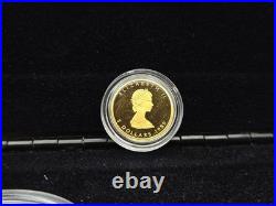 1979-1989 Canada 3-Coin Commemorative Maple Leaf Issue OGP Silver, Plat, Gold