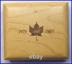 1979 1989 Canada $5 Maple Leaf 9999 Silver 1 oz Coin + Wooden Box J152