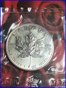 1989 1 Oz $5.9999 Fine Silver Canada Maple Leaf In Original Plastic Casing