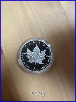 1989 Canada $5 Proof. 9999 1 oz Silver Maple Leaf Coin With Box & COA