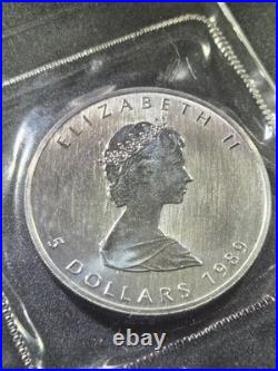 1989 Canada $5 Silver Maple Leaf 1 oz. 9999 Fine Silver Coin Sealed RCM