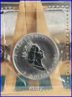 1990 1oz Canadian Maple Leaf Silver coin PERFECTLY RCM SEALED AND GENUINE (2)