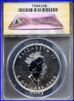 1990 $5 Silver Canadian Maple Leaf MS 67 DCAM ANACS # 7994198 + Bonus