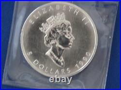 1990 Canada Maple Leaf Silver One Ounce BU B5307