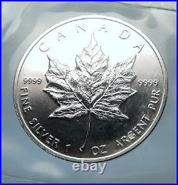 1991 CANADA Authentic Silver 1oz Coin UK Queen Elizabeth II & MAPLE LEAF i70906