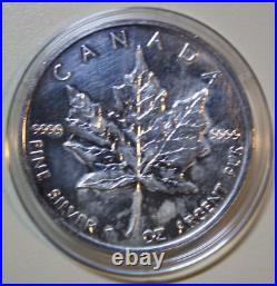 1992 Canada-Canada Maple Leaf Dollar 5 Silver 1 Oz F#5517 ST-BU in Capsule