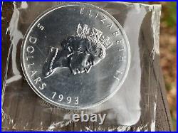 1993 $5 CANADA SILVER MAPLE LEAF Actual image of coin in original unopened pack