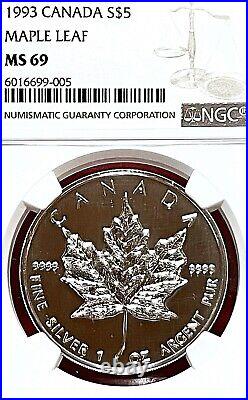 1993 Canada Silver Maple Leaf Ngc Ms-69