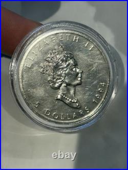 1994.9999 Fine Silver 1 oz Coin Canadian Maple in Capsule 1994.9999 Fine Silver 1 oz Coin Canadian Maple in Capsule