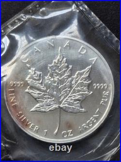 1994 Sealed 1 Oz. 9999 Silver $5 Maple Leaf Collectible Coin Rcm Plastic Ogp