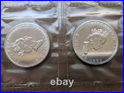 1995 Canadian Maple Leaf. 9999 Fine Silver Coins Gem BU Quantity (10)