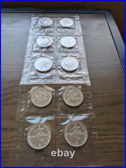 1995 Canadian Maple Leaf. 9999 Fine Silver Coins Gem BU Quantity (10)