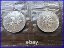 1995 Canadian Maple Leaf. 9999 Fine Silver Coins Gem BU Quantity (10)