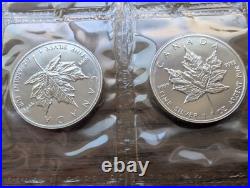 1995 Canadian Maple Leaf. 9999 Fine Silver Coins Gem BU Quantity (10)
