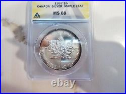 1997 Canada Silver Maple Leaf! Mintage 100,000! Ms68 By Anacs