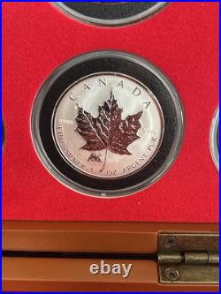 1998-2009 Maple Leaf Reverse Proof Privy Set- In Capsule With 2 Wooden Boxes