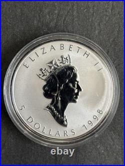 1998 Canada $5 1oz RCM 90th Anniv. Privy Silver Maple Leaf Bullion coin