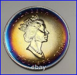1998 Monster Toned Silver Canadian Maple Leaf Canada 9999 Silver