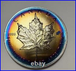 1998 Monster Toned Silver Canadian Maple Leaf Canada 9999 Silver