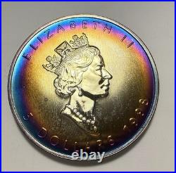 1998 Monster Toned Silver Canadian Maple Leaf Canada 9999 Silver