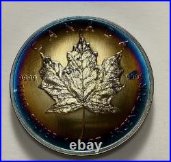 1998 Monster Toned Silver Canadian Maple Leaf Canada 9999 Silver