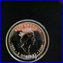 1999 2000 Canadian Maple 1oz Silver Coin Fireworks Privy uncirculated 0.999