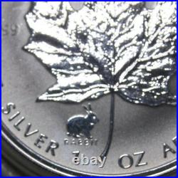 1999 Canada Maple Leaf Dollar 5 Silver 1oz F#5734 Privy Mark Rabbit