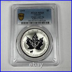 1999 Canada Rabbit Privy Silver Maple Leaf $5 PCGS MS69