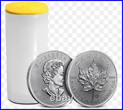 1oz Canadian Silver Maple Leaf x25 Silver Bullion Coin Full Tube 25oz