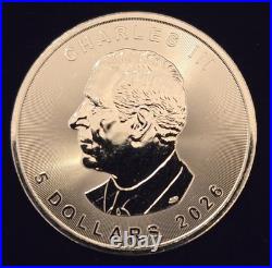 1oz Pure Silver. 999 Coin King Charles Canadian Maple Leaf 2026 SIGMA TESTED
