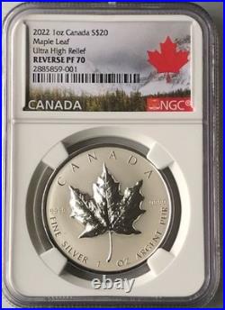 1oz silver 2022 Maple leaf NGC PF-70 Reverse, Ultra High Relief, No. 1 of 43