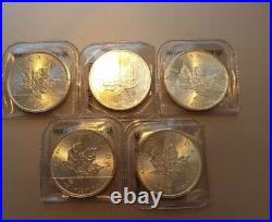 1oz x 5 2015 Maple Fine Silver 999 Coin Silver Silver Coin 5oz