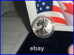 2 Coins 2019 Pride of Two Nations Reverse Proof Silver Eagle Maple Leaf in Case