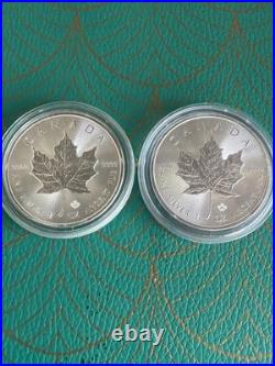 2 X 1oz Canadian Maple 9999 Fine Silver Coins