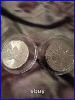 2 X 1oz Canadian Maple 9999 Fine Silver Coins