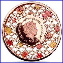2 oz Silver Coin 2023 Solomon Islands $5 35 YearsMaple Leaf Filigree