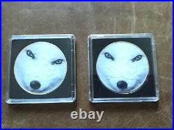 2 x 1oz SILVER BULLION COINS. 2014. ENAMELED. 999 pure. MAPLE LEAF 2014