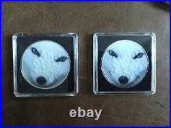 2 x 1oz SILVER BULLION COINS. 2014. ENAMELED. 999 pure. MAPLE LEAF 2014