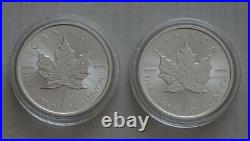 2 x 2021 Silver Maple Leaf 1oz Canadian Silver Bullion Coin Uncirculated Capsule