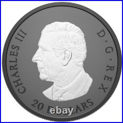 20 $ Dollar Elegant Maple Leaf Black Rhodium Plating Canada 1 Oz Silver 2025
