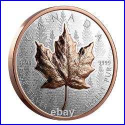 20 $ Dollar Ultra High Relief Maple Leaf Canada 1 Oz Silver + Rose Gold 2025