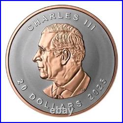 20 $ Dollar Ultra High Relief Maple Leaf Canada 1 Oz Silver + Rose Gold 2025